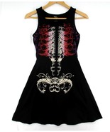 Juniors XS Teenage Runaway Skeleton Dress Black Sleeveless Cotton Midi - $27.05 CAD