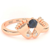 Baby Feet Lab-Created Sapphire Diamond Ring In 14k Rose Gold - £239.78 GBP