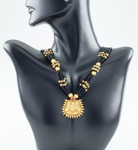 22k Kdm Oro Giallo Ciondolo W/ Oro e Nero Perlina Filamenti Collana 50.8cm - £1,642.96 GBP