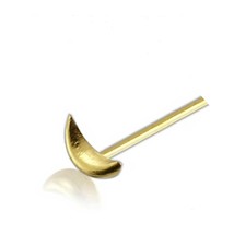 Crescent Moon Gold Nose Stud 9k 9ct Gold 22g (0.6mm) Gold Straight L Bendable - £14.66 GBP