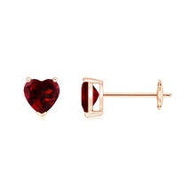 ANGARA 0.9 Ct AAAA-Grade Garnet Solitaire Heart Stud Earrings in 14K Solid Gold - £297.37 GBP