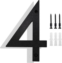 8’’ Modern Floating House Numbers for Outside Large Black Shadow Home Number 4 - £4.68 GBP
