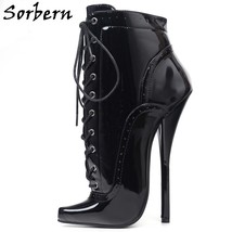 Lockable Zipper Ankle Boots For Women Ballet High Heels Sexy Fetish Shoe Drag Qu - £198.59 GBP