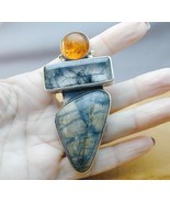 Amy Kahn Russell AKR Picasso Jasper Rutilated Quartz Amber Pin Pendant - £219.82 GBP