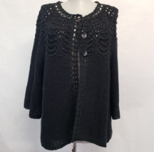 Chico&#39;s Women&#39;s Black Open Knit Cardigan Sweater Size 3 (L) - £39.50 GBP