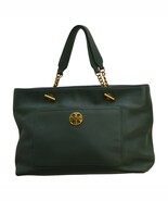 Tory Burch green leather Chelsea tote with gold harware shoulder bag &amp; s... - $296.01