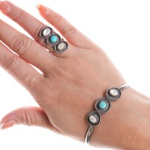 6.5&quot; &amp; Sz4.75 Vintage Native American Sterling Turquoise and shell Bracelet and - £177.64 GBP