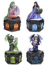 Spring Fall Summer Winter Seasons Friendship Fairy With Dragon Trinket Boxes Set - £126.52 GBP