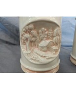 Vintage Hershey Mold Salt &amp; Pepper Set Concave Village Scene Ceramic 1979 - £9.09 GBP