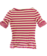 Lauren Ralph Lauren Magenta &amp; White Striped Shirt Size Medium - $111.41 MXN