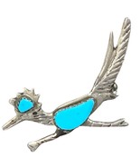 Vintage Sterling Silver Native American Navajo Turquoise Roadrunner Pin ... - $129.93 CAD