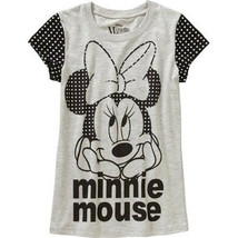 Disney Girls Cartoon Graphic T-Shirts Short-Sleeve Grey Minnie Mouse Size L - £15.72 GBP