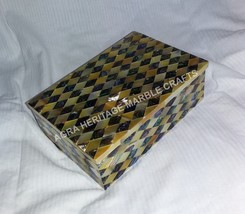 6&quot;x4&quot;x2&quot; Marble Custom Jewelry Box Pauashell Abalone Inlay Decoratie Gif... - $357.63