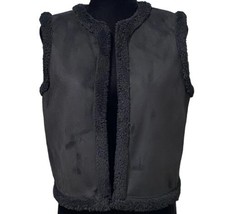 Lauren Ralph Lauren Black Faux Suede Open Vest Size Petite Medium - £30.58 GBP