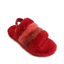 UGG Fluff Yeah Metallic Sparkle Slide Backstrap Slippers Womens Size 6 Red Multi - £45.31 GBP