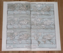 1901 Antique Chart Climatic Map The World Weather Isotherms America Asia Europe - £13.66 GBP
