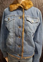 Vintage St. John’s Bay Denim Coat Faux Fur Lining Ladies Small - £18.91 GBP