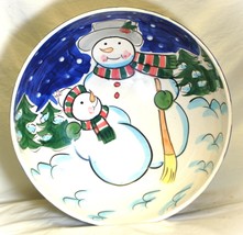 Snowmen Ceramic Serving Bowl Christmas Holiday World Bazars - £39.55 GBP