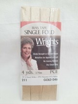 Vintage Wright&#39;s Bias Tape Single Fold 1/2&quot; Wide 4 Yards ~ Metallic Gold... - £5.45 GBP