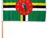 AES 12x18 12&quot;x18&quot; Wholesale Lot of 3 Dominica Stick Flag Wood Staff Vivi... - $13.88