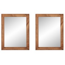 Set of 2 Modern Farmhouse Mirror Set Distressed Brown Wood Frame 31 x 24 inch - £309.93 GBP