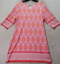 Charlie Paige Shift Dress Women&#39;s 2X Pink Orange Geo Print 3/4 Sleeve Ro... - $24.91