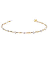 18ct Yellow Gold Round Natural Diamond Bamboo Bracelet 0.55ct 7 Inches - $2,551.46