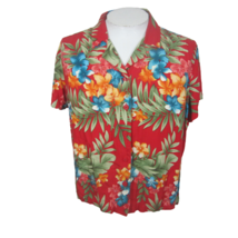 White Stag Women Top Hawaiian Shirt Rayon Floral vintage 1990s XL red colorful - £17.83 GBP