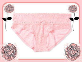 M L Xl Pink Crystal Bling Floral Lace The Lacie Victorias Secret Hiphugger Panty - £9.88 GBP