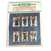 Bucilla Counted Cross Stitch Ornaments Old Time Santa Kit 82633 Makes 6 - $18.00 CAD