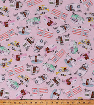 Cotton Vintage Campers Trailers Caravans Camping Cotton Fabric Print BTY D576.24 - £9.18 GBP