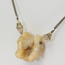 Vintage Quartz Crystal Necklace 32&quot; Long Chain Crystal 3pc 1&quot; H x 1.2&quot; - $14.69