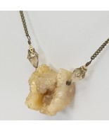 Vintage Quartz Crystal Necklace 32&quot; Long Chain Crystal 3pc 1&quot; H x 1.2&quot; - $20.61 CAD