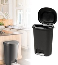 RUBBERMAID Black Foot Pedal Trash Can 13 Gallon Garbage Bin Waste Basket - £21.90 GBP