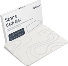 Veeloim Stone Bath Mat Diatomaceous Earth Bath Mat 23.6×15.4&quot; White - £22.02 GBP
