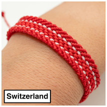 Swiss flag Bracelet, Friendship Bracelet, macrame Men&#39;s bracelet, Switze... - £14.11 GBP+