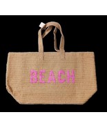 23&quot; Over-sized  Straw Tote - BEACH Embroidered Double Handle Weekend Bea... - $23.52 CAD