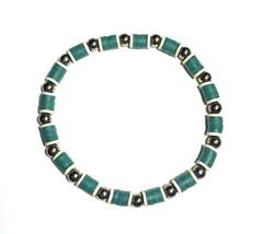 Heishi Teal Beaded Stretch Anklet with Metallic Accents, Elastic - $5.99