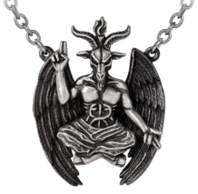 Alchemy Gothic Personal Jesus Baphomet Necklace Goat Diety Yoga Prana Mudra P944 - £49.04 GBP