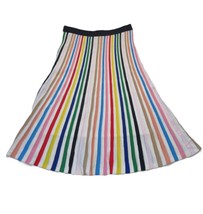NWT J.Crew Rainbow Stripe Pull-on Flare Midi in Navy Knit A-line Skirt M - £48.91 GBP