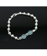 925 sterling silver bracelet, beaded bracelet aqua quartz stone bracelet... - $1,214.63 MXN+