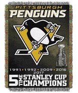 Pittsburgh Penguins 48 x 60 Stanley Cup 5 Time Jacquard Tapestry Throw B... - $848.21 MXN