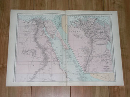 1891 Antique Map Of Egypt / Sinai Peninsula / Nile Delta / Cairo / Africa - £17.13 GBP