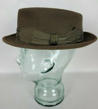 Vintage Mens Beaver Brand Hat Premium Imported Coney Fur Pork Pie 7 - £42.83 GBP