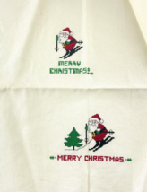 Finished Cross Stitch Christmas Skiing Santas Wall Art Ornament - $34.77 CAD