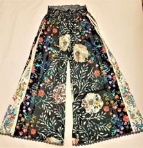 Johnny Was Kashim Rachel Easy Pants Sz.L Black/Multicolor floral print - £159.47 GBP