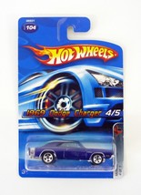 Hot Wheels 1969 Dodge Charger #104 Muscle Mania 4 of 5 Blue Die-Cast Car 2006 - £4.66 GBP