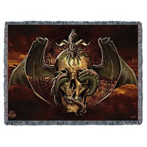 72x54 DRAGON Skull Sword Mythical Fantasy Tapestry Afghan Throw Blanket - £50.36 GBP