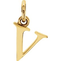 Solid Genuine 14K Yellow Gold 0.51&quot; Lowercase V Initial Pendant for Men ... - $1,506.60 MXN