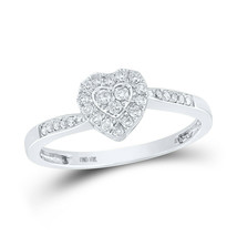 10kt White Gold Womens Round Diamond Heart Ring 1/4 Cttw - £300.00 GBP